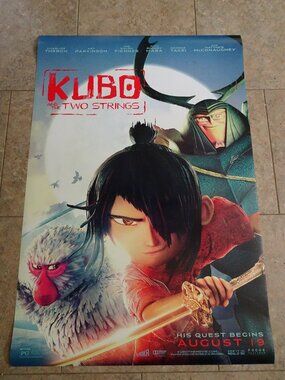 Kubo and the Two Strings - Movie Poster w Art Parkinson as Kubo, Monkey & Hanzo